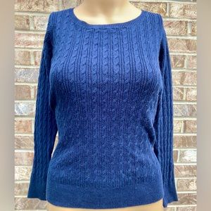 Navy Blue Y2K J Crew Cable Knit Sweater